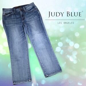 Judy Blue Women's Skinny Fit Midrise Capri Jeans‎ Medium Contrast Wash 5/27